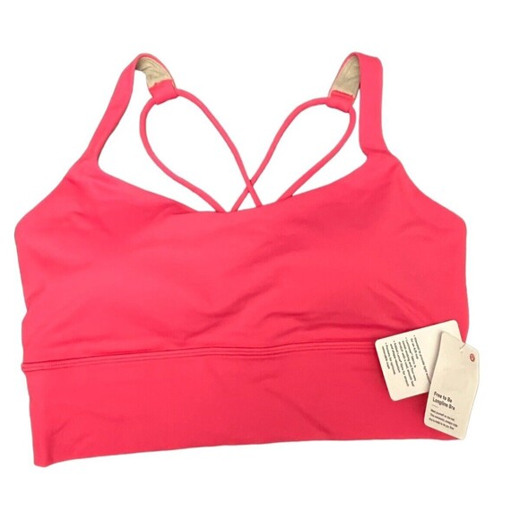 Lululemon Womens Free To Be Longline Sports Bra Lipgloss Pink LIPG Sz 4 New - Picture 1 of 4